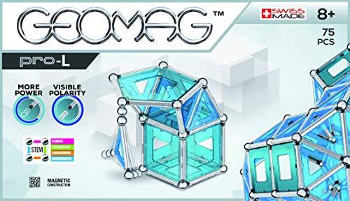 Jogo Magnético GEOMAG Pro L (Idade Mínima Recomendada: 3 anos) Geomag - Brinquedos de conjunto de construção - geométrica, 75 peças, esferas metálicas, estruturas complexas