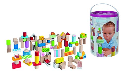 Brinquedo de Madeira SIMBA TOYS 100 Peças (Idade Mínima: 3) Eichhorn - Brinquedos - madeira, 3 anos, pincel, tijolos coloridos