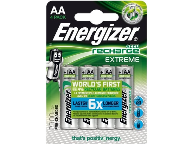 Pilha Recarregável ENERGIZER Accu Recharge Extreme Energizer - Baterias de uso geral - 2300 mAh, universal, aa, prateado
