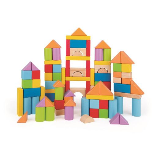 Brinquedo de Construção HAPE Wooden Blocks 101 Delightful Pieces HAPE - Blocos de madeira - blocos de madeira, 101 peças, construção, imaginação