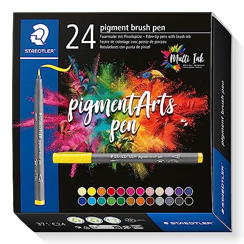 Caneta STAEDTLER Brush Pen Pigment Arts (Multicor - 24 Tabletas) Staedtler - Canetas - pigmentado, 24 cores, fibra alta, multicor