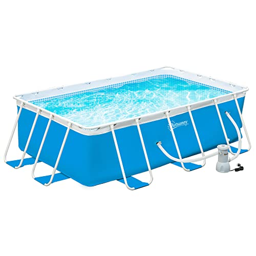 Piscina Tubular Amovível Outsunny | 340x215x80cm - Azul Outsunny - Piscinas - amovível, 340x215x80cm, azul