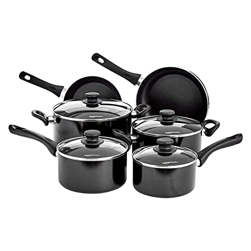 Conjunto de Panelas para Fogão AMZBASICS (6 peças) Amazon - Conjuntos de panelas - alumínio, preto, 6 peças