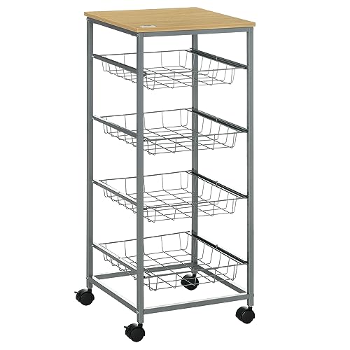Carrinho de Cozinha HOMCOM | 36.5x36.5x36.5x89 cm - Branco HOMCOM - Carrinhos de cozinha e jantar - 36.5x36.5x36.5x89 cm, branco