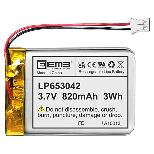Bateria EEMB 3.7V 820mAh 653042 (Acessório Imagem e Som) EEMB - Baterias - 820mAh, 3.7V, LiPo, preto
