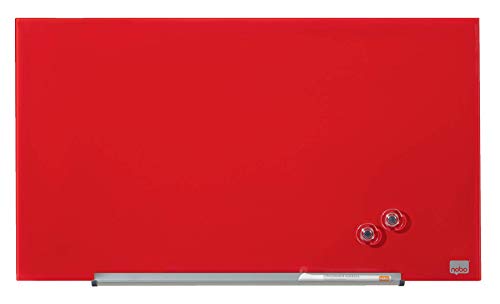 Quadro Branco NOBO Diamond Vermelho (677 x 381 mm - Material: Vidro - Magnético: Sim) Nobo - Quadros brancos de apagar a seco - vidro, magnético, suportes canetas, dimensoes 677x381mm