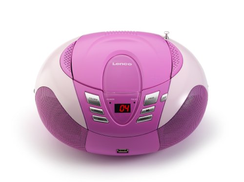 Rádio Lenco SCD-37 USB | Rosa (Rádio) Lenco - Reprodutores de áudio e gravadores - usb, rosa, rádio