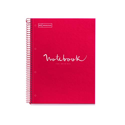 Caderno Pautado Miquelrius Emotions Craft Vermelho (A4 - Quadriculado) Miquel Rius - Cadernos e bloco de notas - quadriculado, vermelho, a4, margens coloridas