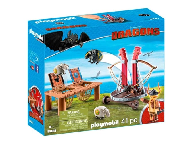 Figura de Brincar PLAYMOBIL Dragon Sheep Launcher PLAYMOBIL - Conjuntos de brinquedos - pedestal, gaiolas, lançador, ovelhas, Bocón