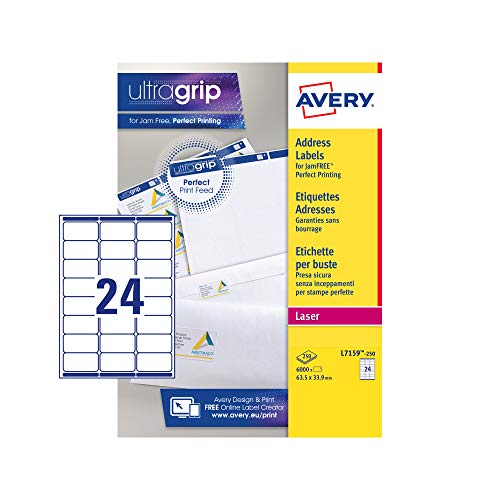 Etiquetas AVERY L7159-250 (Branco - 63,5 x 33,8 mm) AVE - Papel de impressora e copiadora - branco, 63,5 x 33,8 mm