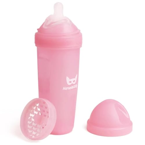 Biberão de Silicone Herobility Rosa (340ml) Herobility - Biberões - 340ml, anti-cólicas, fácil de limpar, livre de bpa