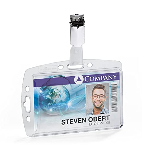 Identificador Rígido com Pinça para Cartão de Identificação da Empresa/Segurança 54 X 87 Mm 1 Unidade Transparente Durable - Cartões de identificação em branco - pinça, cartão de identificação, segurança, transparente