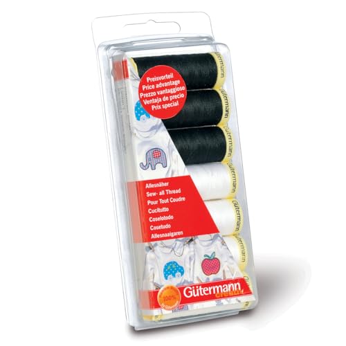 Fio para Costura GUTERMANN SEW-ALL (Branco e Preto) Gütermann - Fibras para artesanato - alta qualidade, resistente, duradouro, variedade de cores