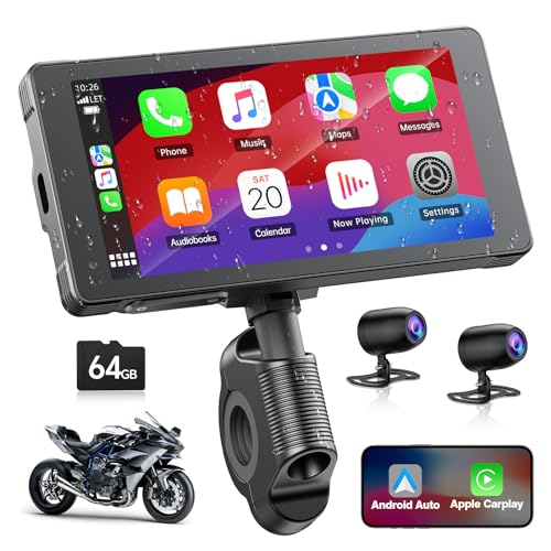 Lamto A-PPLE CarPlay Android Auto para Moto 5.5'' com Dashcam Frontal e Traseira 2K+1080P Lamto - Aparelhos de áudio e vídeo para veículos e sistemas de painel - carplay, android auto, moto, dashcam, frontal, traseira