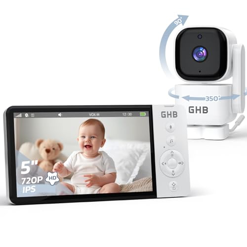 Câmara de Vigilância para Bebé GHB 5'' Rotacion 350º GHB - Monitores de bebê - câmara de vigilância, bebé, rotacion 350º, zoom, temperatura ambiente