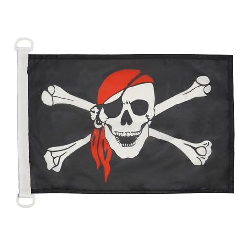 Bandeira Pirata com Bandana Vermelha 30X45Cm Azul AZ FLAG - Bandeiras e cataventos - pirata, bandana vermelha, poliéster 150D, gancho anel