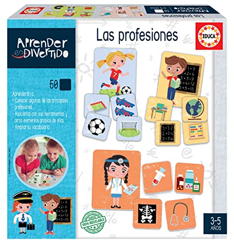 Jogo Educativo EDUCA BORRAS Aprender é Divertido - Professions Educa Borrás - Jogos de cartas - aprender, divertido, profissões, fichas