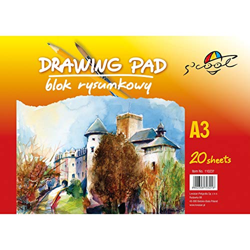 Bloco de Desenho SCOOOL (Branco - A3 - 20 Folhas) Leviatan-Poligrafia Sp. z o.o. - Papel de arte e artesanato - a3, 20 folhas, branco