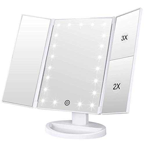 Espelho WEILY com luz e aumento 1x/2x/3x YingFu - Ferramentas de Maquiagem - luz, aumento, 1x, 2x, 3x