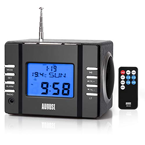 Rádio Portátil MP3 USB 220V e Recarregável de Madeira AUGUST MB300 August - Áudio - portátil, usb, recarregável, madeira