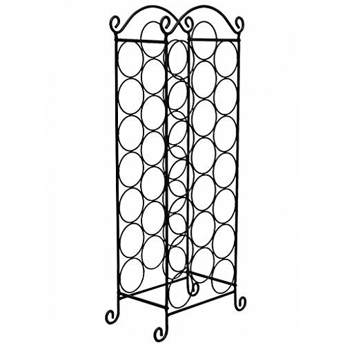 Prateleira metálica para 21 garrafas de vinho 34 x 34 x 88 cm preto vidaXL vidaXL - Prateleiras industriais - metal, vinho, 21 garrafas, preto