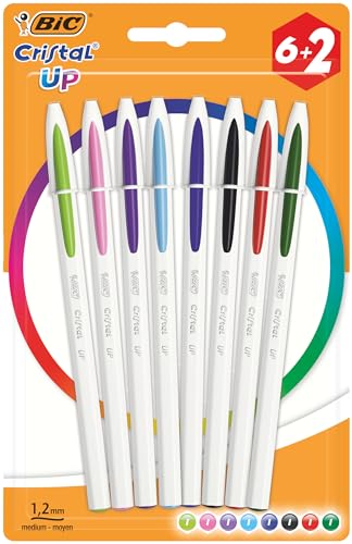 Esferográfica BIC Cristal Up (Branco - 8 Unidades) BIC - Canetas - ponta 1,2mm, tampa bicolor, base aólica, escrita suave