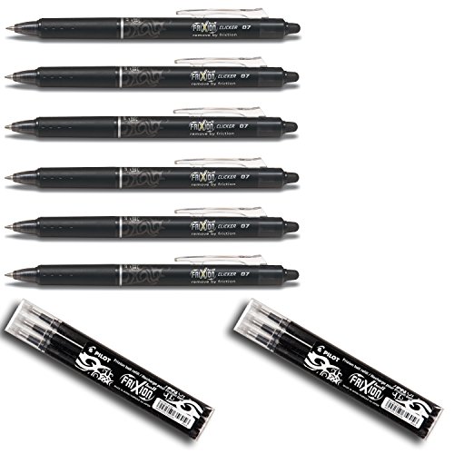 Marcador para Livros e Papéis PILOT Frixion Clicker Preto Pilot - Canetas - borracha, mecanismo pressão, tinta metamórfica, apagar calor