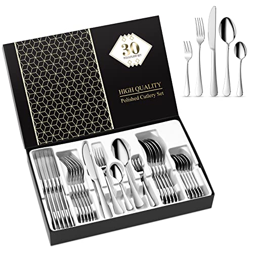 Conjunto Talheres e Copos AOEPPA 30 Peças Aoeeppa - Jogos de talheres - 30 peças, aço inoxidável, garfos, sopas, facas, colheres