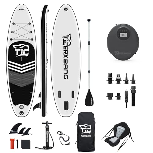 Tigexbang Tabela De Surf Stand Up Paddleboard com Assento Kayak TIGERXBANG - Náutica e esportes aquáticos - 3,2m, 500lb, bordo estreito, almofada eva