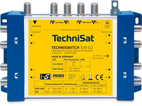 Multiplicador de Vídeo TECHNISAT TechniSwitch 5/8 G2 TechniSat - Áudio - multiplicador, vídeo, technisat, technishwitch 5/8 g2, distribuir, sistema multiswitch