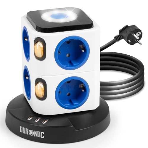 Extensão Elétrica DURONIC ET8L (3 Tomadas - Tipo F) Duronic - Fios e cabos elétricos - 3 tomadas, tipo f, usb, 1.8m, 3680W