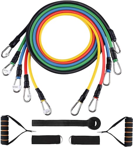 Conjunto 5 Bandas de Resistência com Mangueiras himaly - Bandas de exercício - 5 bandas, mangueiras, 20 kg, portátil