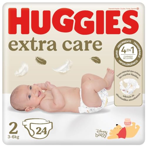 Fraldas Huggies Descartáveis 2 (24 unidades) HUGGIES - Banho e corpo - cuidado da pele, absorvente, transpirante, hipoalergénico