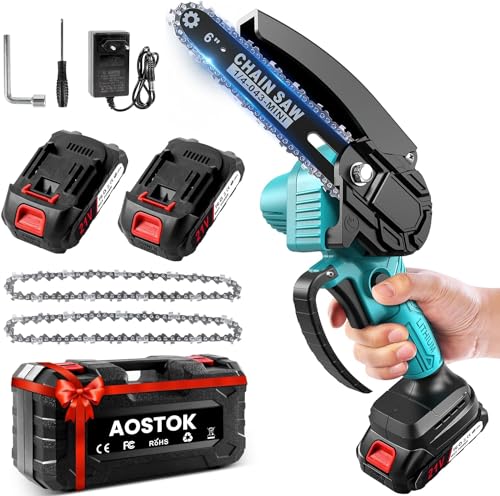 Mini Motosserra AOSTOK com Bateria (6 polegadas) Nantong Yizheng Electromechanical Technology Co, LTD - Motosserras - mini, motosserra, bateria, 18v, cortar ramos