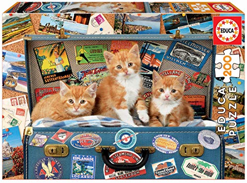 Puzzle EDUCA Borras Feline Travelers (Idade Mínima Recomendada: 4 anos - 200 Peças) EDUCA - Quebra-cabeças de encaixar - puzzle, educa, borras feline travelers, idade mínima recomendada, 4 anos, 200 peças