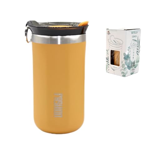 Copo Termo Insuflável com Aço Inoxidável e Aislamento Duplo Paredes Amarelo 350 Ml DECOR QIDIAN S.L. - Porta-alimentos e bebidas - insuflável, aço inoxidável, aislamento duplo, 350 ml