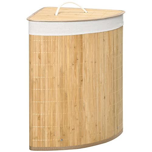 Cesto de Roupa HOMCOM | 38 x 38 x 57 cm - Madeira natural SPANISH AOSOM - Cestos de roupa - 38x38x57 cm, madeira natural