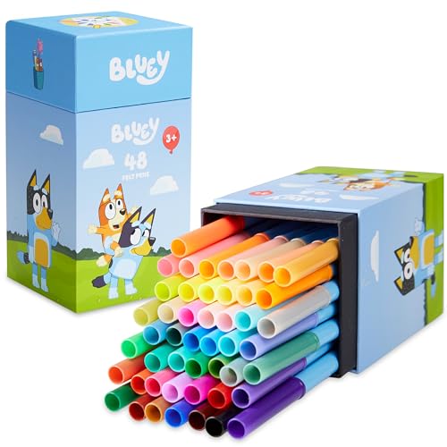 Conjunto de 48 Marcadores Laváveis BLUEY Red Robin Design - Marcadores - laváveis, sem tóxicos, 48 marcadores, Bluey