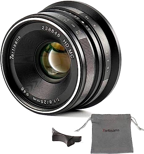 Objetiva 7Artisans 25mm F1.8 para Sony E (Encaixe: Sony E - Abertura: f/22 - f/1.8) 7artisans - Lentes de câmera - 25mm, f/22-f/1.8, sony e, 6/5 lentes