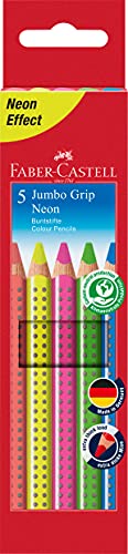 Lápis de Cor FABER CASTELL Jumbo Grip Neon (Multicor) Faber-Castell - Lápis - triangular, suporte soft grip, cores brilhantes, fluorescentes