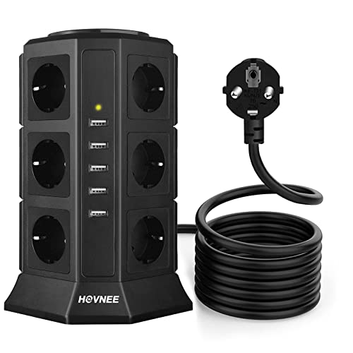 Extensão Elétrica Hovnee 12 Tomadas e 5 USB | 2 m - Branco HOVNEE - Carregadores de bateria de uso geral - 12 tomadas, 5 USB, 2 m, branco