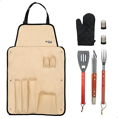 Conjunto de Acessórios para Churrasco AKTIVE 6 Peças (Preto) AKTIVE - Conjuntos de utensílios de cozinha - conjunto, acessórios, churrasco, aktive, preto