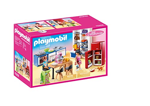 Playmobil Dollhouse 70206 Cozinha de Família PLAYMOBIL - Conjuntos de brinquedos - cozinha, família, aparelho eléctrico, forno, máquina de lavar loiça, geladeira