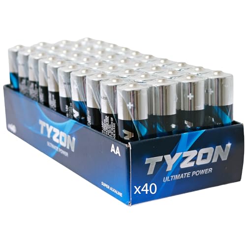 Pilha TYZON (Alcatina - Alcalino - 1.5V - 40 unidades) Millarco International - Baterias de uso geral - alcatina, 1.5v, 40 unidades