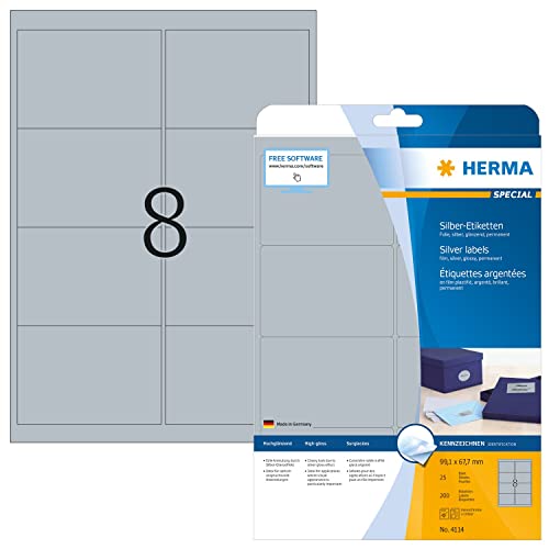 Herma Labels film silver 99,1x67,7 SuperPrint LaserCopy HERMA - Etiquetas e tags - 99.1x67.7mm, laser, prateado, superprint