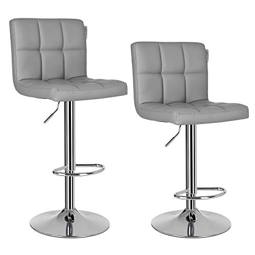 Conjunto de 2 Bancos de Bar CROMADO e Couro Sintético LJB64G SONGMICS - Bancos de mesa e bar - conjunto, 2 bancos, cromado, couro sintético