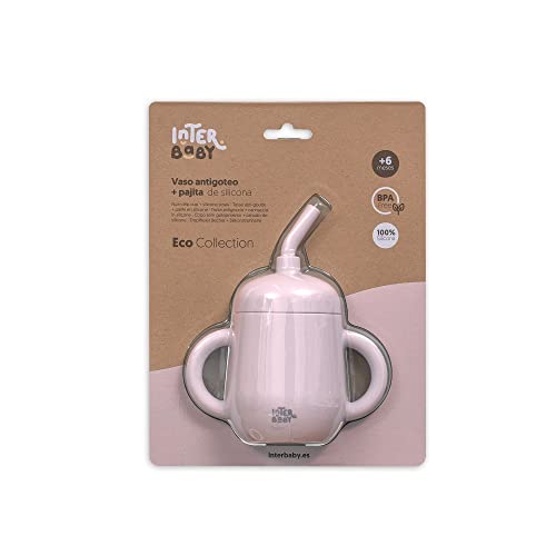 Vaso Antigoteo com Pajita Silicone Rosa Maquilhagem Interbaby - Copos de transição - antigoteo, silicone, rosa