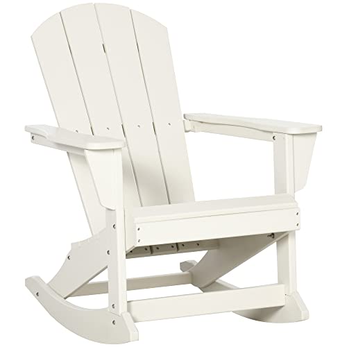 Cadeira de Jardim Outsunny | 73.5 x 93 x 91.5 cm - Branco Outsunny - Móveis de exterior - balanço suave, hdpe, 120 kg, 73.5 x 93 x 91.5 cm