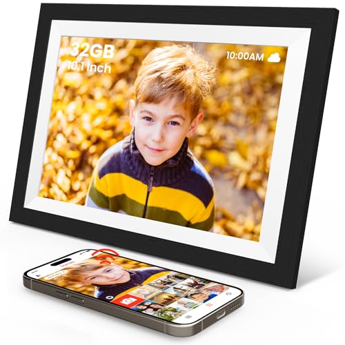 Moldura Digital SONVGOO Madeira (10.1'' - Wi-Fi) SONVGOO - Porta-retratos - 10.1 polegadas, wi-fi, táctil, bateria recarregável, compatível