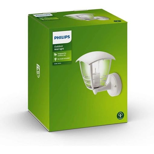 Candeeiro Exterior de Parede PHILIPS Creek Branco Philips - Luminárias Decorativas - alumínio, ip44, exterior, preto